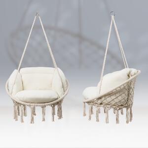 Krzesło wiszące beżowe Ø61cm z poduszkami