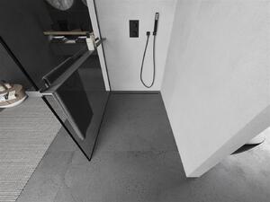 Mexen Kioto+ ścianka prysznicowa z półką Walk-in 120 x 200 cm, czarny wzór, gun gray szczotkowany - 800-120-121-66-70