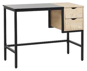 Industrialne biurko do biura domowego 2 szuflady 100 x 48 cm czarne Harper Beliani