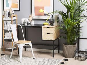 Industrialne biurko do biura domowego 2 szuflady 100 x 48 cm czarne Harper Beliani