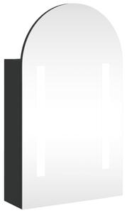 Szafka łazienkowa z lustrem i LED, łukowa, czarna, 42x13x70 cm