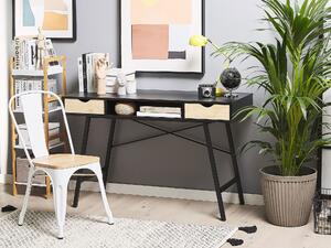Industrialne biurko do biura domowego 2 szuflady 1 półka 120 x 48 czarne Clarita Beliani