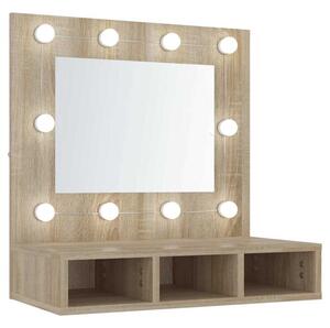 Szafka z lustrem i oświetleniem LED, dąb sonoma, 60x31,5x62 cm