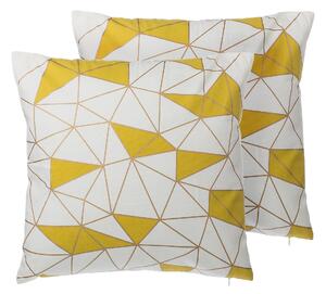 Zestaw 2 poduszek dekoracyjnych żółty bawełniana wzór geometryczny 45 x 45 cm Clarkia Beliani