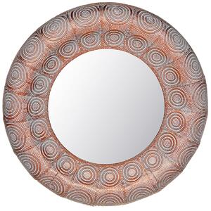 Lustro ścienne wiszące okrągłe 75 cm dekoracyjna metalowa rama miedziane Kollam Beliani