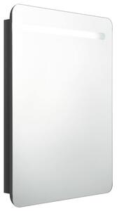 Szafka łazienkowa z lustrem, LED, czerń z połyskiem 60x11x80 cm