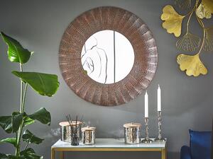 Lustro ścienne wiszące okrągłe 77 cm dekoracyjna metalowa rama miedziane Godhra Beliani