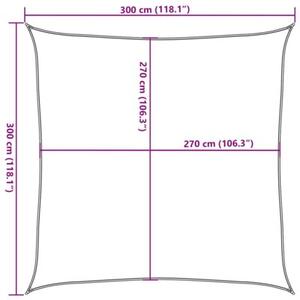 Żagiel przeciwsłoneczny, 160 g/m², biały, 3x3 m, hdpe