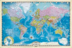 Plakat, Obraz Map of the World with Poles