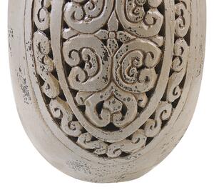 Boho dekoracyjny wazon z terakoty szary wzór grecki ręcznie robiony Megara Beliani