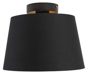 Lampa sufitowa z bawełnianym kloszem czarny ze złotem 25 cm - Combi czarny Oswietlenie wewnetrzne
