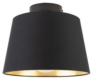 Lampa sufitowa z bawełnianym kloszem czarny ze złotem 25 cm - Combi czarny Oswietlenie wewnetrzne