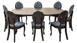 ZESTAW MEBLI: Rozkładany Stół okrągły Ludwik fi 100 cm + 40 cm oraz 6 krzeseł Bona Pik