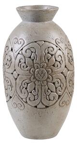 Boho dekoracyjny wazon gliniany szary wzór kwiatowy ręcznie robiony Eleusis Beliani