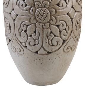 Boho dekoracyjny wazon z terakoty szary wzór kwiatowy ręcznie robiony Eleusis Beliani
