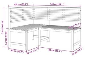 Narożna ławka ogrodowa, 140 cm, lite drewno akacjowe