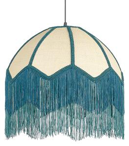 Wisząca lampa oświetlenie sufitowa retro vintage z frędzlami pleciona papier materiał niebieska salon sypialnia Milagro Beliani