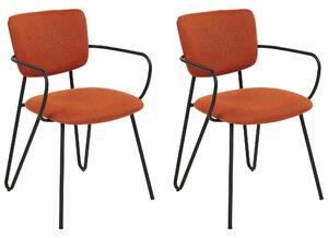 Zestaw 2 nowoczesnych krzeseł do jadalni tapicerowane z podłokietnikami pomarańczowe Elko Beliani
