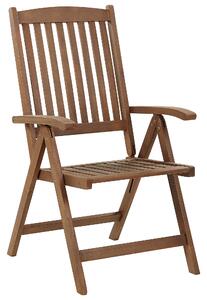 Rustykalne krzesło ogrodowe akacjowe regulowane składane tradycyjny wygląd ciemne drewno Amantea Beliani