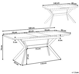 Industrialny rozkładany stół do jadalni efekt betonu czarne metalowe nogi Benson Beliani