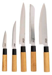 Zestaw akcesoriów kuchennych w bambusowym bloku: 6 noży i 5 przyborów