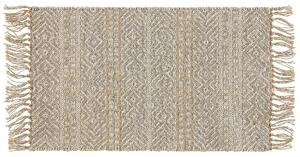 Ręcznie tkany dywan jutowy bawełniany beżowy 50 x 80 cm boho frędzle Dortyol Beliani