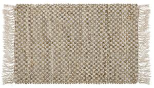 Ręcznie tkany chodnik jutowy bawełniany beżowy styl boho z frędzlami Zerdali Beliani