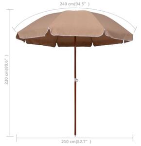 Parasol ogrodowy na stalowym słupku, 240 cm, taupe