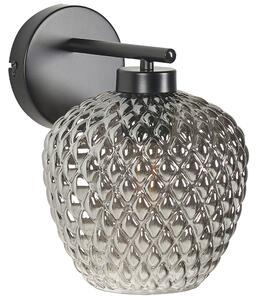 Nowoczesna lampa ścienna pojedyncze światło metalowa lampka szklane klosze przydymione czarna z szarym Sherry Beliani