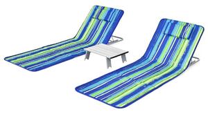 Zestaw leżak plażowy 2 szt ze stołem