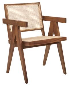 Krzesło do jadalni drewniane mahoniowe boho rattanowa plecionka brązowe Westbrook Beliani