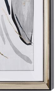 Obraz w ramce szary z miedzianą ramą 30 x 40 cm efekt akwareli Hidmo Beliani