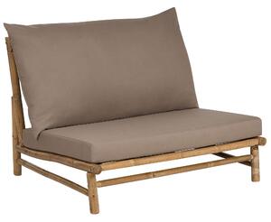 Niskie krzesło fotel do mieszkania i ogrodu z poduchami bez podłokietników nowoczesny design drewn bambusowe jasne beżowoszare Todi Beliani