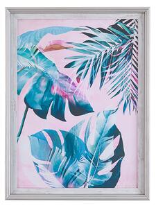 Obraz w ramie 30 x 40 cm plakat liście palmy na papierze kolorowy Agena Beliani