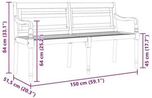 Ławka batavia, 150 cm, lite drewno tekowe