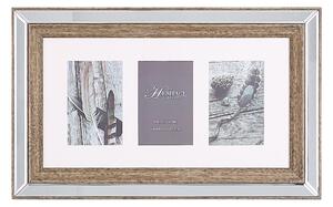 Lustrzana ramka na 3 zdjęcia multiramka ciemne drewno nowoczesna Sinta Beliani