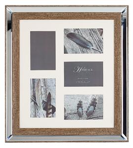 Lustrzana ramka na 5 zdjęć multiramka ciemne drewno nowoczesna Sinta Beliani
