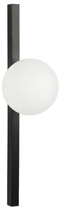 Lampa ścienna 1-punktowa kula szklany klosz biały metalowa podstawa czarna salon sypialnia światło oświetlenie Isabella Beliani