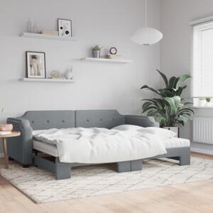 Sofa rozsuwana z materacami, jasnoszara, 80x200 cm, tkanina