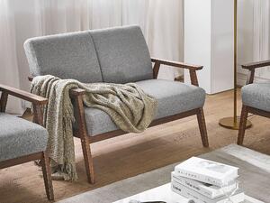 Retro sofa drewniana rama tapicerowana poliestrem kanapa dla 2 osób szara Asnes Beliani