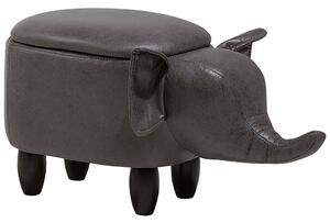 Pufa zwierzak ciemnoszara w kształcie słonia ze schowkiem ekoskóra Elephant Beliani