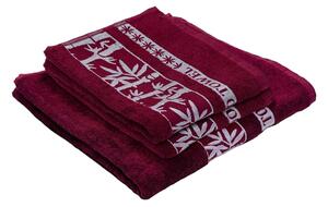 1x bordowy ręcznik kąpielowy BAMBOO + 2x bordowy ręcznik BAMBOO