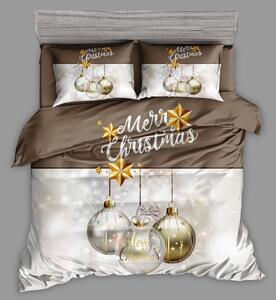 Pościel bawełniana CHRISTMAS ORNAMENTS brązowa + poszewka na poduszkę 40 x 50 cm za darmo