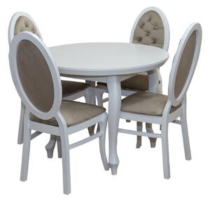ZESTAW MEBLI: Stół okrągły Ludwik 100 cm Biały + 4 Krzesła Infinity