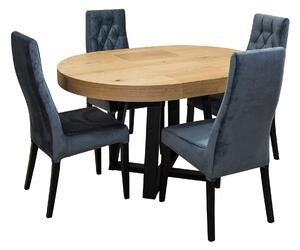 ZESTAW MEBLI : Designerski Stół SJ971, rozkładany 100/100 cm + 40 cm + 4 krzesła Wiktor J. Styl LOFT