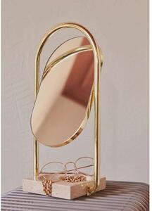 AYTM - Angui Table Mirror Gold/Travertine