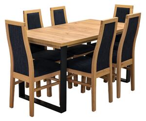 ZESTAW MEBLIi: Stół rozkładany Taloft 150/80 + 50 cm wkładka + 6 krzeseł KJ49