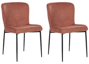 Zestaw 2 krzeseł do jadalni tapicerowany splot metalowe nogi brązowy Ada Beliani