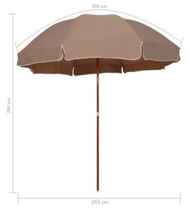 Parasol ogrodowy na stalowym słupku, 300 cm, taupe