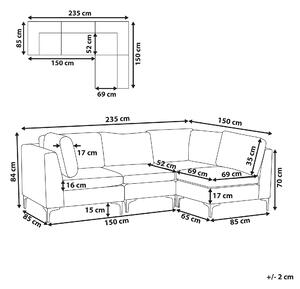Narożnik modułowy lewostronny 4-osobowa sofa welurowa różowy Evja Beliani